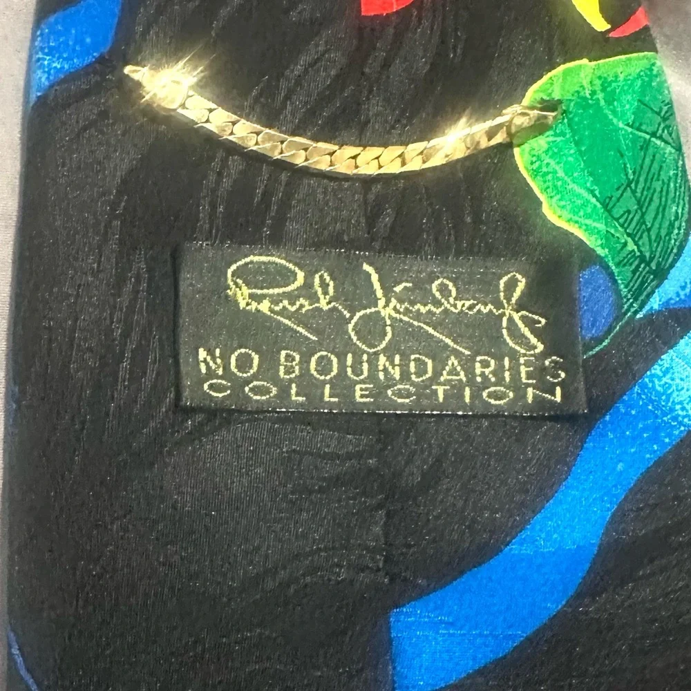 VTG Rush Limbaugh No Boundaries Multicolor Silk Neck Tie Leaf Vivid Colorful 90s